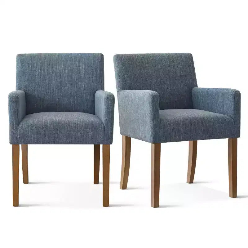 Set van 6 gestoffeerde eetkamerstoelen met armleuningen, moderne linnen fauteuils met houten poten, accentstoelen voor eetkamer en woonkamer - Panipeachy