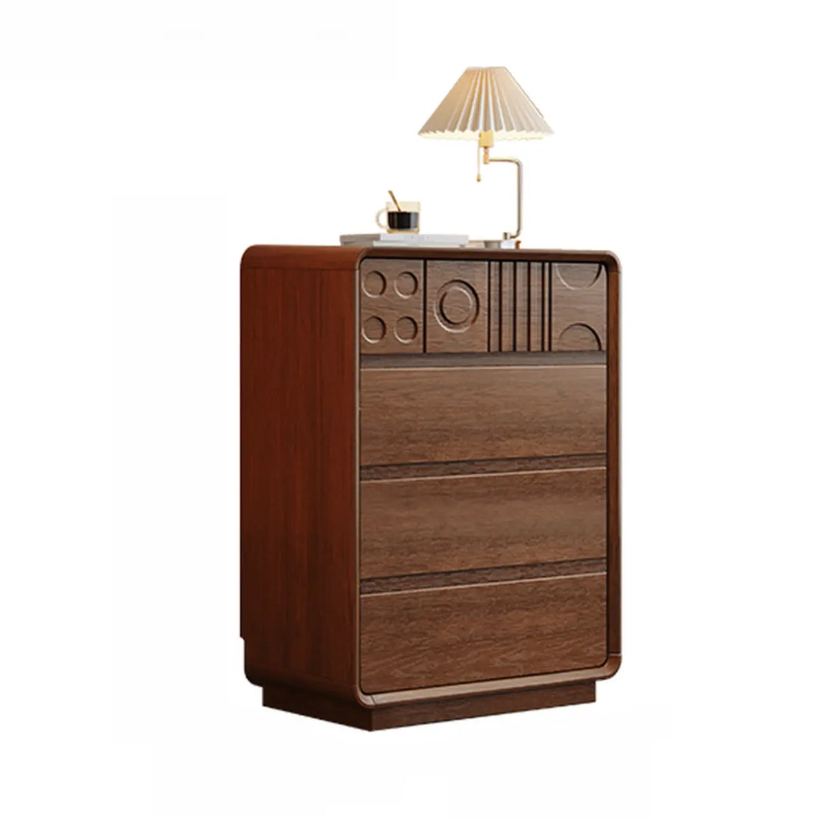 Von Art déco inspirierte Holzkommode mit geometrischen Schnitzereien