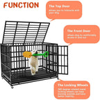 Cage pour chien BOSSIN robuste et indestructible de 48/38 po, chenil anti-fugue avec roulettes verrouillables