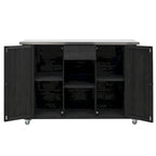 Outdoor Kitchen Island, Rustic Fir Wood with Stainless Steel Top and Smart Storage