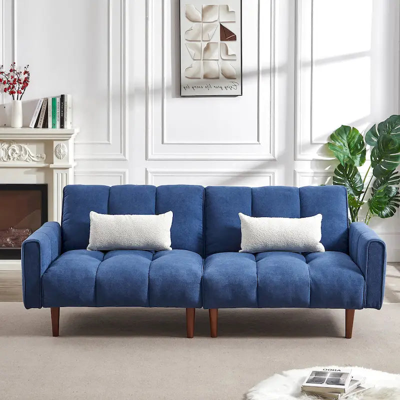 Canapé-lit futon convertible avec positions réglables et pieds en bois