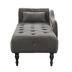 Chaise longue moderne de 60,6 po, capitonnée en velours avec boutons, pieds en bois massif et clous décoratifs