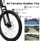 Okak Mountainbike 27,5 Zoll mit vorderen und hinteren Doppelstoßdämpfern, Dirtbike mit 21 Gängen und mechanischen Scheibenbremsen, Erwachsenenfahrrad für Männer und Frauen