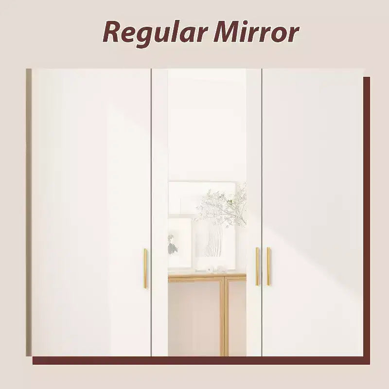 Armoire Hitow avec 2 grands tiroirs, espace central pour vêtements suspendus et miroir, style minimaliste