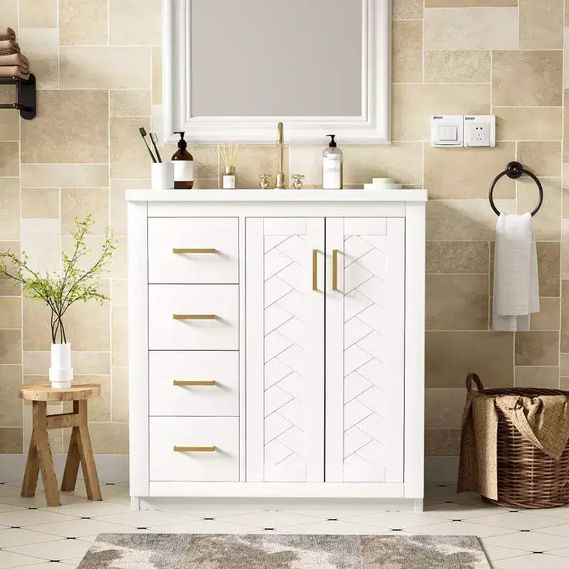 30 Single Sink Bathroom Vanity with Cabinet & 3 Drawers ??Black / Blue / Green / Indigo / White