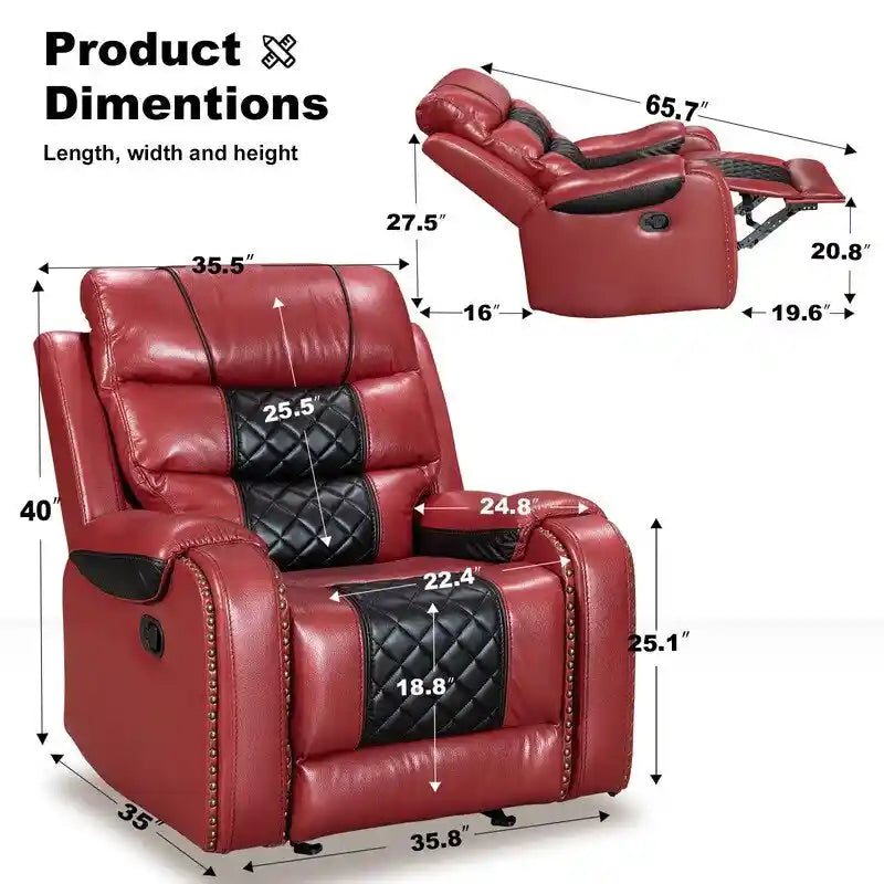Ruime relaxfauteuil van kunstleer in Amerikaans design voor de woonkamer