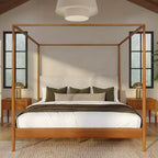Harbor-Himmelbett in Kingsize mit gepolstertem Kopfteil, Blond/Swiss Coffee (MD2411-01)