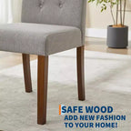 Parsons Button Tufted Dining Chairs Set of 6 / 4 - Upholstered Fabric Kitchen Chairs with Wood Legs & Padded Seats - Living Room Kitchen Furniture