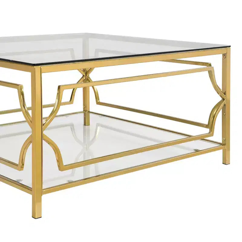 Quadratischer Couchtisch von Merax mit schwarzer oder transparenter Glasplatte und zweistöckigem Ablagefach