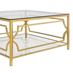 Quadratischer Couchtisch von Merax mit schwarzer oder transparenter Glasplatte und zweistöckigem Ablagefach