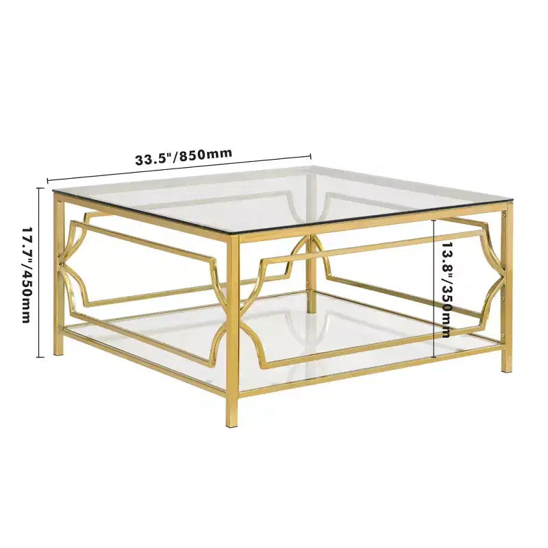 Quadratischer Couchtisch von Merax mit schwarzer oder transparenter Glasplatte und zweistöckigem Ablagefach