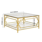 Quadratischer Couchtisch von Merax mit schwarzer oder transparenter Glasplatte und zweistöckigem Ablagefach