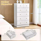 Grande commode Karl Home à 6 tiroirs pour chambre et meuble à tiroirs, construction robuste, organisateur de rangement en bois pour placard, blanche