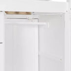 Lit superposé deux places sur deux places avec armoire de rangement et tiroirs, lit superposé en bois deux places gain de place avec barrière de sécurité pour appartement et chambre