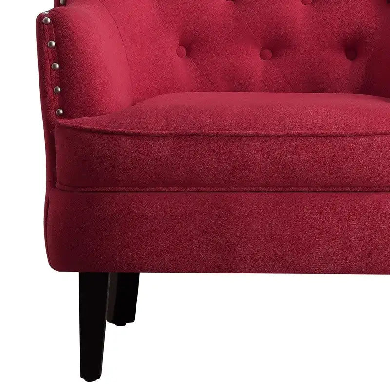 Moser Bay Mignon Velvet / Linen 30 Wide Tufted Wingback Accent Chair