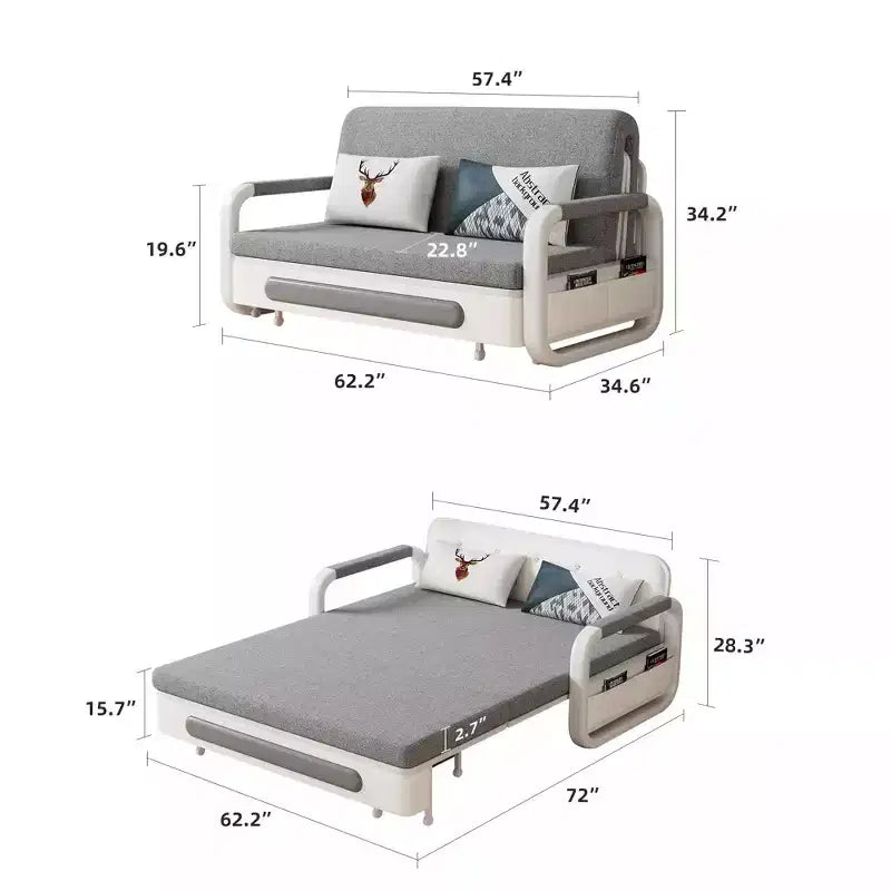 Luck Live moderne slaapbank van 62,2 inch, multifunctionele slaapbank met opbergruimte