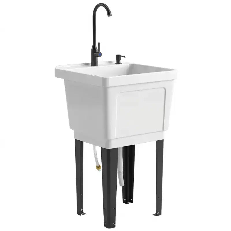Évier utilitaire portable avec bac à linge, évier sur pied avec robinet, distributeur de savon et tuyaux