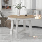 Table de salle à manger ronde extensible de style champêtre avec rallonge de 16 po, table de cuisine en bois