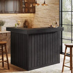 Lantine L-Shaped Home Bar Unit, 4-Tier Corner Liquor Bar Table with Storage Shelves and Wine Glasses Holder for Home Pub