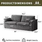 Canapé 2 places Dyonery 86 Cloud, assise profonde et coussins d’accoudoirs larges, structure robuste et conception ergonomique respirante