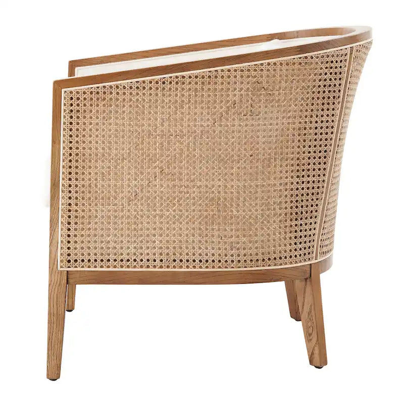 Tillman Akzentstuhl aus Leinen mit Rattan