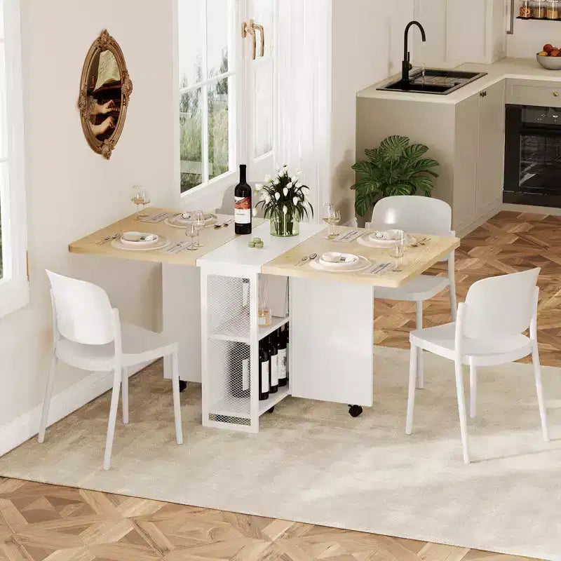 Table à manger pliante pour la cuisine, table à manger peu encombrante, table de cuisine extensible à abattants avec 6 roulettes pour petits espaces