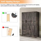 AMERLIFE 47-Zoll-Kleiderschrank im Landhausstil mit 3 Türen, 2 Schubladen, Kleiderstange und verstellbaren Regalen, freistehender Kleiderschrank-Organizer