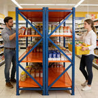 Étagères de garage robustes VIYET, rayonnage métallique réglable à 4 niveaux d’une capacité de 4 400 lb, rangement industriel bleu et orange pour magasin commercial, outils et salle de sport