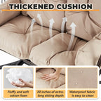 Balancelle d’extérieur pour deux avec support, chaise suspendue pliable, coussin de hamac et auvent, fauteuil œuf double – beige