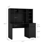 51.18IN Modern Computer Desk with Hutch and Bookshelf, Office Desk with Ample Storage, Writing Desk for Study, Reading Room