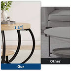 Runder industrieller Couchtisch mit 76 cm Durchmesser, 2 Ebenen, verstellbaren Füßen, Ablage in Holzoptik, Flammendesign, einfache Montage, Wohnzimmer
