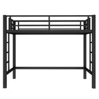 Metal Loft Bed, Space-Saving Loft Bed Frame with Dual Ladders & Guardrails, Black - ModernLuxe