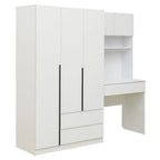 3-in-1 Wardrobe Closet with Vanity Desk, Desk Set, Bedroom Armoire with 2 Drawers 3-Door Storage Desk Wardrobe