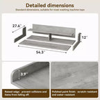 Wood Washer and Dryer Topper, 54 Laundry Countertop with 2-Tier Storage Shelf, Anti-Slip Work Surface with Guardrails for Laundry Organization