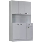 71 keukenkast, hoge opbergkast met magnetronstandaard, moderne keukenkast, 3 verstelbare planken voor woonkamer en eetkamer