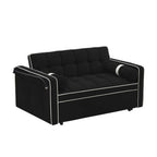 Velvet Convertible 55'' 2-Seater Sleeper Sofa with Pull-Out Bed, Adjustable Recline, Side Pockets, and Phone Holder