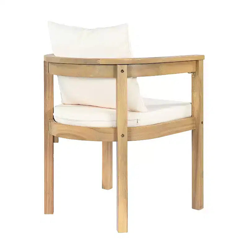 Christopher Knight Home Irene rustieke 9-delige eethoek voor buiten van acaciahout met stoelen met gebogen rugleuning en kussens