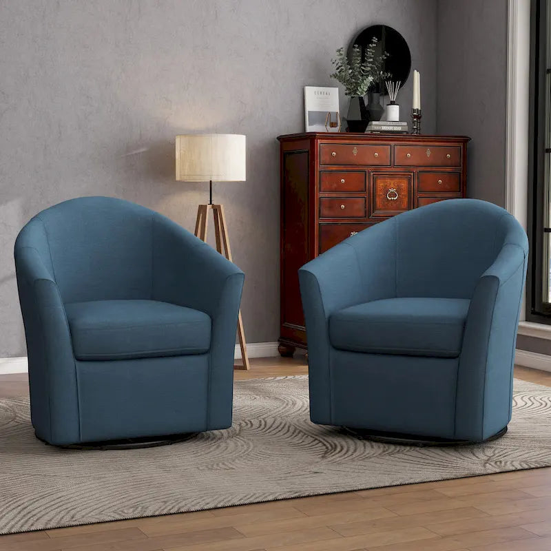 Ensemble de 2 fauteuils tonneau pivotants modernes rembourrés, fauteuils d’appoint pour salon
