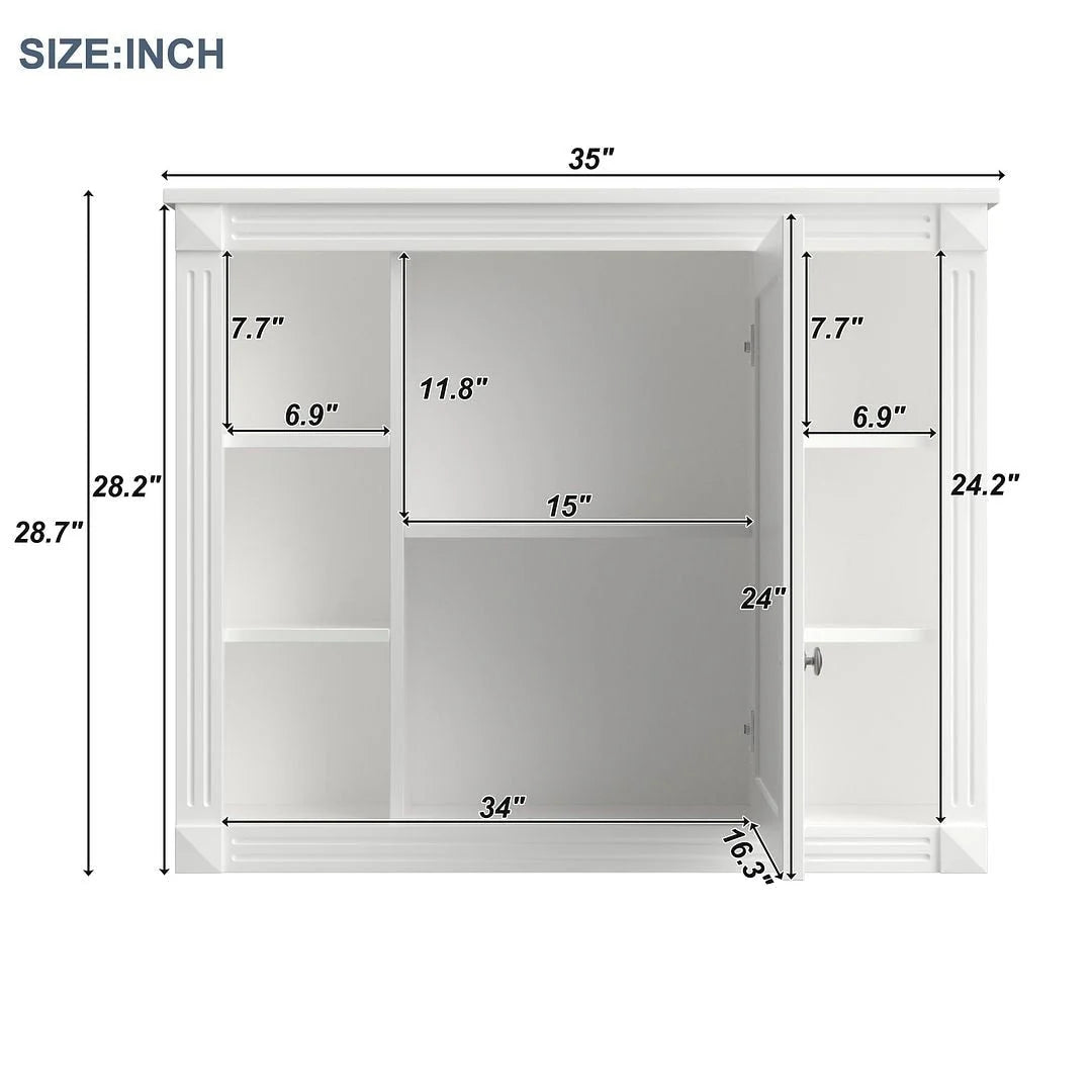 Meuble-lavabo moderne de salle de bains de 36 po avec vasque sur plan, armoire à miroir, 2 portes et 2 tiroirs
