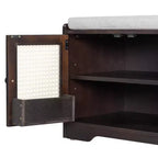 Banc de rangement rustique en bois Whisen, banc à chaussures pour entrée avec coussin amovible et étagères réglables