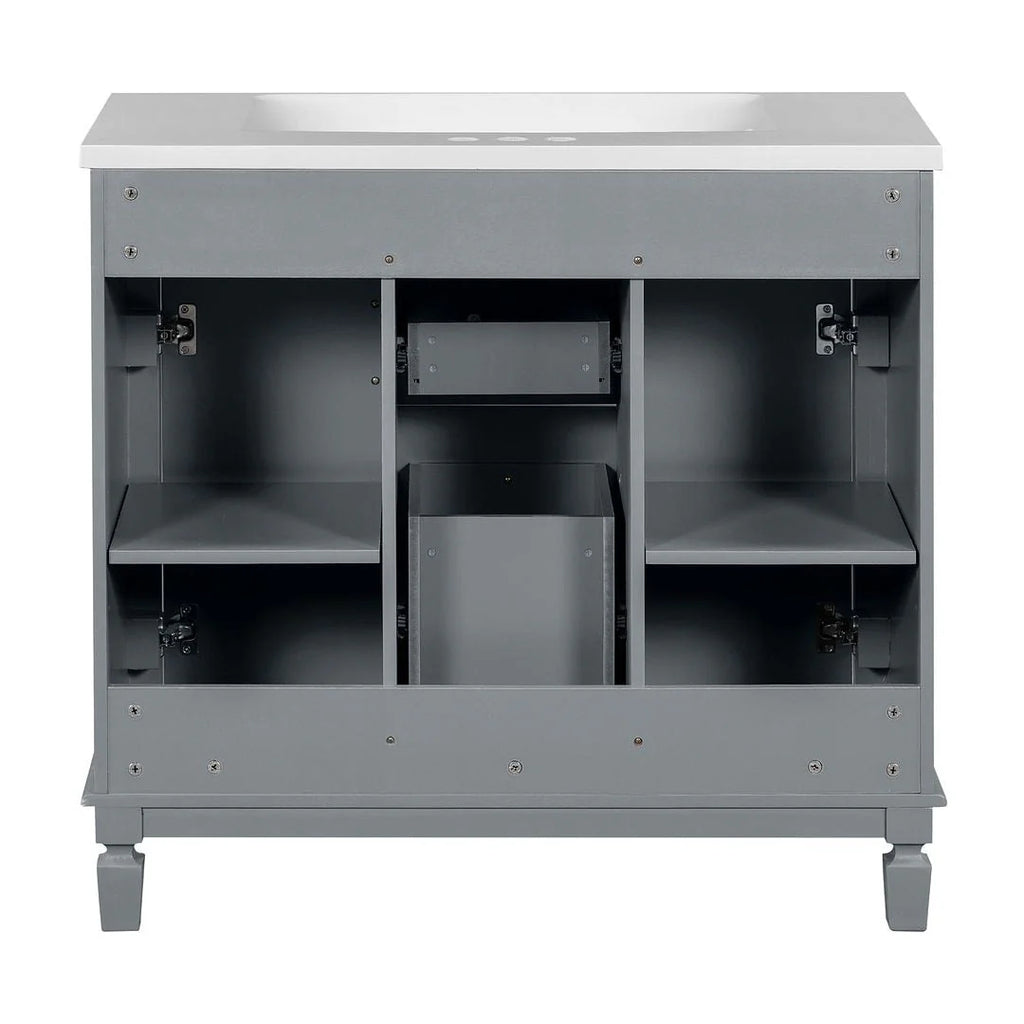 Meuble-lavabo moderne de salle de bains de 36 po avec vasque sur plan, armoire à miroir, 2 portes et 2 tiroirs