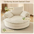 360 Swivel Accent Chair, Barrel Chair Swivel Round Sofa Chair with Cushion for Living Room