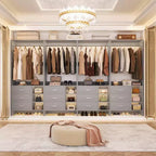 Besiost Set of 4 Closet Organizer with Wooden Drawers and Hanging Rods