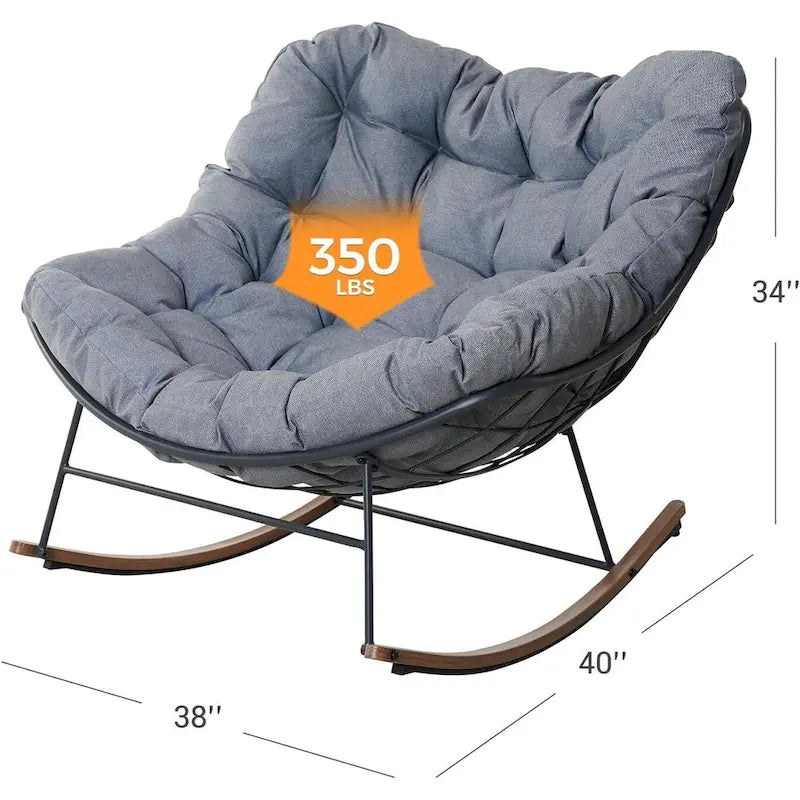 Fauteuil à bascule géant pour terrasse, fauteuil œuf freestyle d’intérieur et d’extérieur avec coussin, fauteuil lounge moderne rembourré pour le jardin et la cour