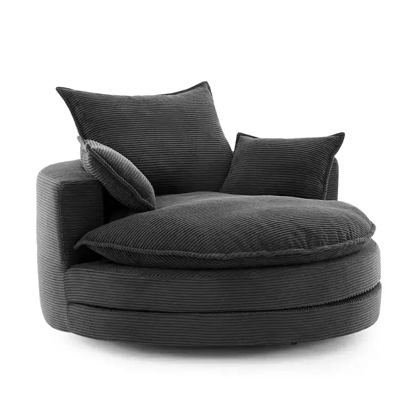360 Swivel Accent Chair, Barrel Chair Swivel Round Sofa Chair with Cushion for Living Room
