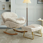 Fauteuil à bascule moderne en velours, ergonomique et rembourré, pour chambre de bébé