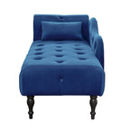 Chaise longue moderne de 60,6 po, capitonnée en velours avec boutons, pieds en bois massif et clous décoratifs