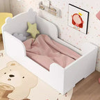 Okak vloerbed in de vorm van een beer voor kinderen van 3-6 jaar, peuterbedframe met veiligheidshekje, schattig kinderbed in de vorm van een dier