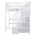 Full Pine Loft Bed with Desk and Storage