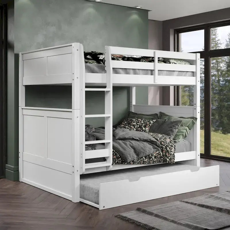Camaflexi Etagenbett Full über Full mit ausziehbarem Twin-Bett – Kopfteil mit Paneelen